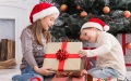 children opening christmas gift