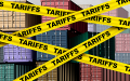 tariffs tape over shipping containers