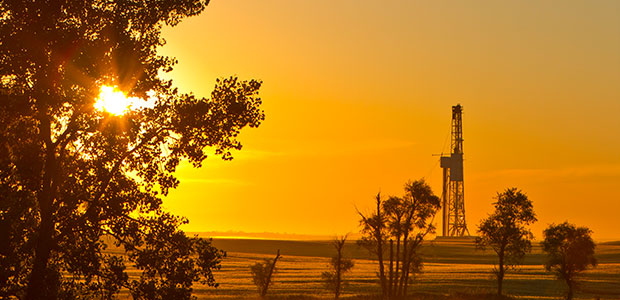 drilling rig during sunset