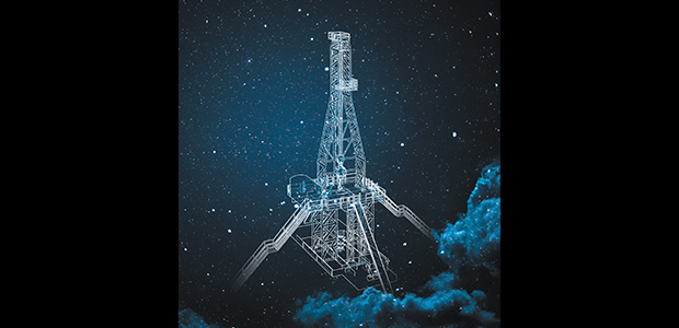 drilling rig in clouds