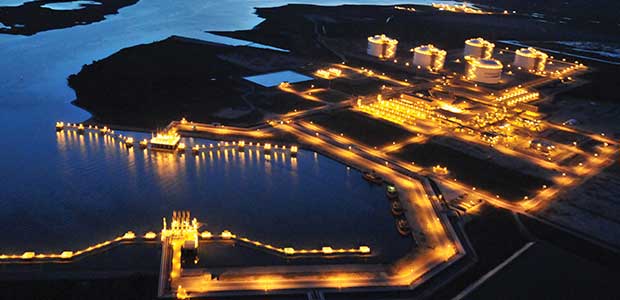 LNG berth at night